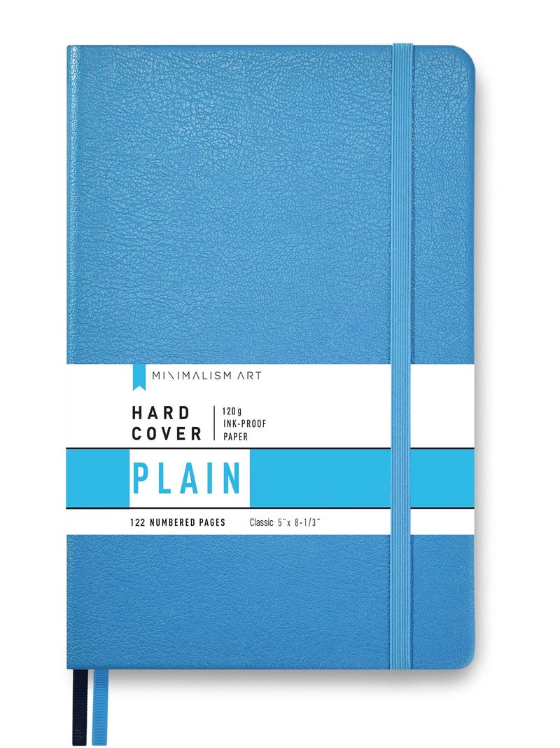 Minimalism Art, Premium Hard Cover Notebook Journal, Classic 5" x 8.3", 122â€…Numberedâ€…Pages, Gussetedâ€…Pocket, Ribbon Bookmark, Extra Thick Ink-Proofâ€…Paperâ€…120gsm, San Francisco (Plain, Blue) - Image 1